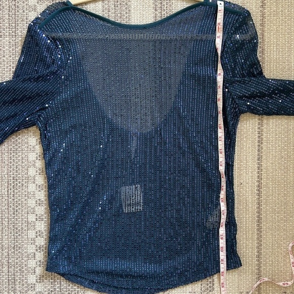 Blue Sequin Women’s Free People Long Sleeve Top Size L - Picture 6 of 6